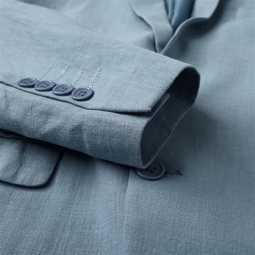 Men's Casual Linen Blazer Slim Fit Lightweight Jackets Two Button Sport Coat Black, L2