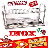 Escurreplatos de acero inoxidable (80 cm) con bandeja recoge agua
