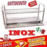 IDOR STORE Scolapiatti da 80 cm in acciaio inox da appoggio made in italy con vaschetta raccogligocce