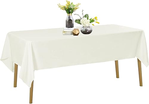 Mantel de 60x102 Marfil - Mantel de Mesa de Poliéster Lavable Resistente a Manchas y Arrugas, Mantel de Mesa Decorativo para Mesa de Comedor,