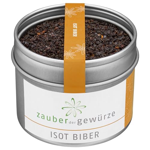 Zauber der Gewürze Isot Biber, Isot Chili, Isot Paprika, Urfa Biber für türkische Gerichte mit Hackfleisch und Gemüse sowie Cig Köfte, Top-Qualität in wiederverschließbarer Aroma-Dose, 50 g