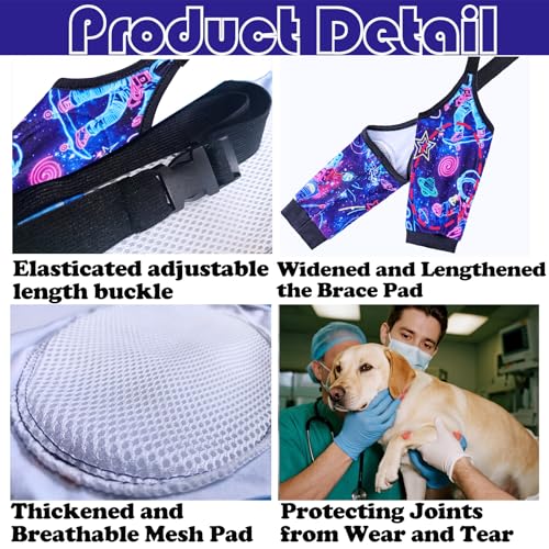 Image of Dog Elbow Wraps Knee Protector Pads Elbow Callus Treatment Sleeve for Wounds Front Legs Prevent Licking for Medium Large Dogs 3XL,Spaceman