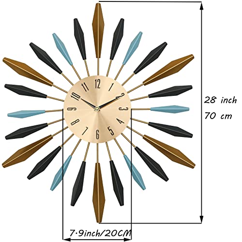 Ciyaocun Large Wall Clock For Living Room Decor Mid Century Starburst Decorative Clock 28 Inch Modern Metal Home Decorations Silent Non-Ticking Oversized Clocks Battery Operated Big Clocks #TOP5