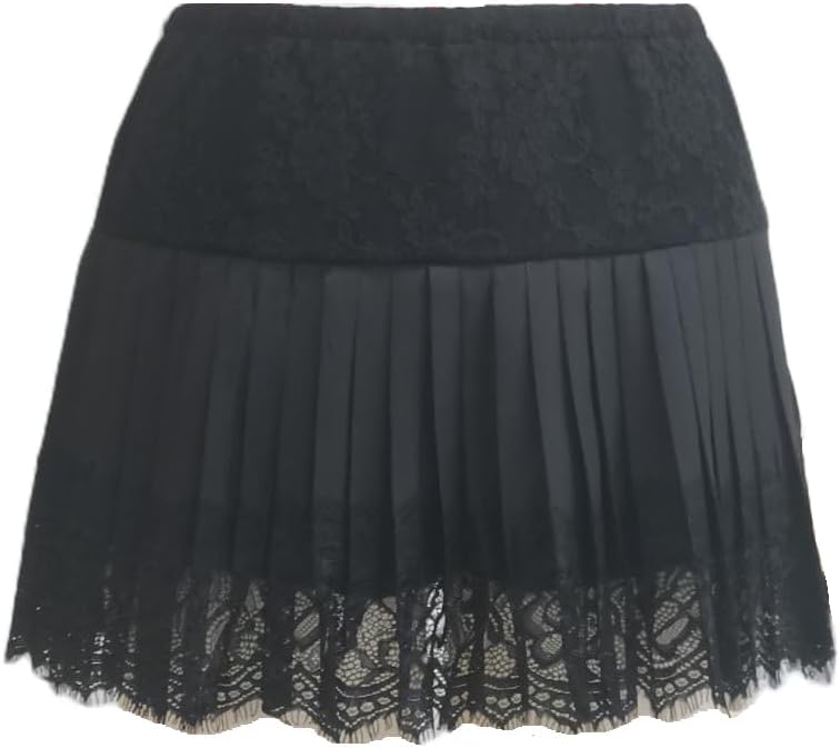 Women Y2k Ruffle Pleated Lace Slip Mini Skirt - Image 4