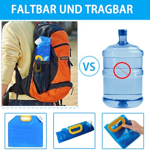 4 Stück Wasserkanister Faltbar, Faltbarer Wasserkanister 10L mit Dichtem Deckel, Auslaufsicherer, Gefrierfähiger - Wasserbehälter für Outdoor Camping Wanderungen Picknicks – Bild 6