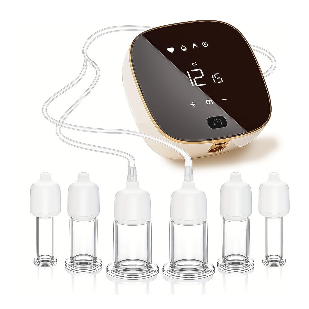 Elektrische Schröpfgläser für Gesicht 3-in-1 Gua Sha Massage Gerät 6 Pcs Echtglas Set zur Faltenreduzierung & Hautpflege Anti-Aging Gesichtsschröpf-Set für Straffung der Gesichtskonturen