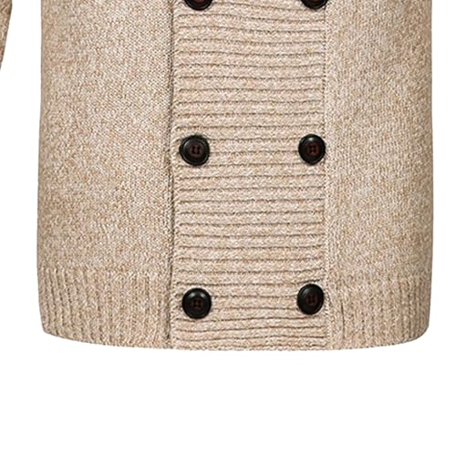 Men'sDouble Breasted Cable Knit Sweater Button Down Shawl Collar Cardigans Chunky Comfortable Knit Cardigan4