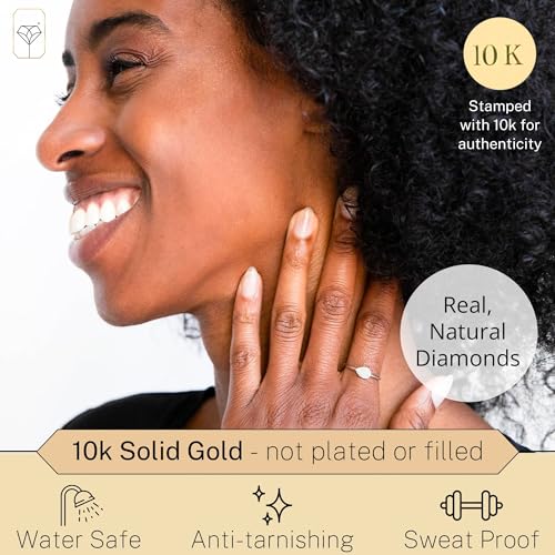 MAX + STONE Solid 10k Gold Pave Diamond Ring for Women | Pear Shaped White & Yellow Gold Diamond Ring for Women | Real Diamond Promise Ring for Her Gold | Diamond Gold Ring Sizes 6-82