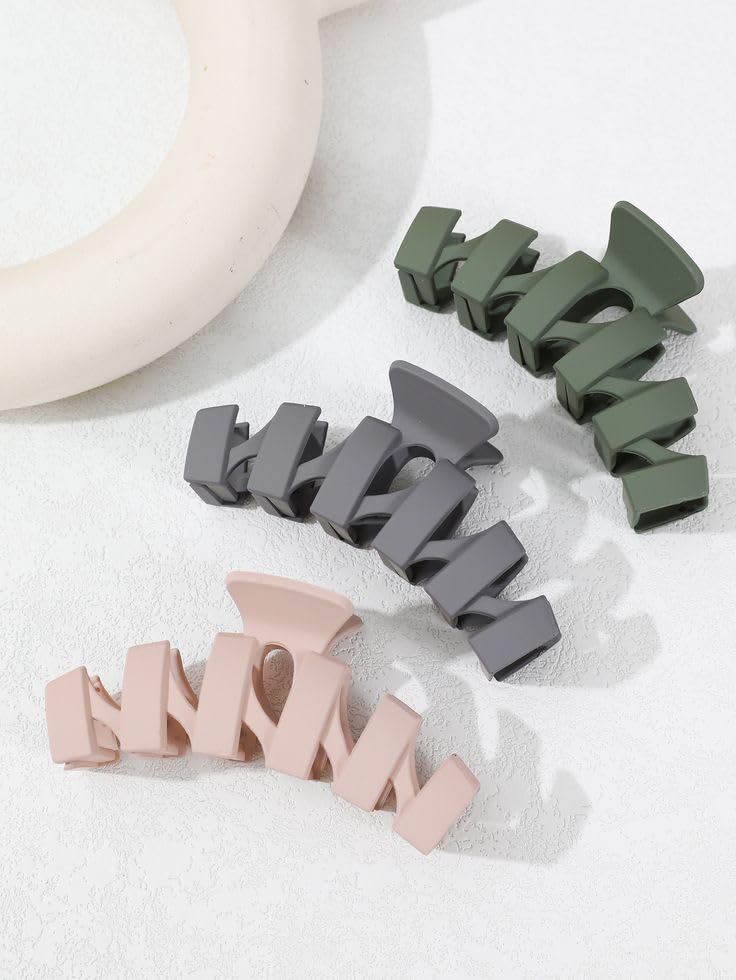 APOLLINE INDIA® 6 Pcs Korean Large Medium Small Matte Hair Claw Clips for Women Girls Thick Thin Long Hair, Tight Strong Grip Big Barrette For Women,Girls Accessories (Assorted) 2