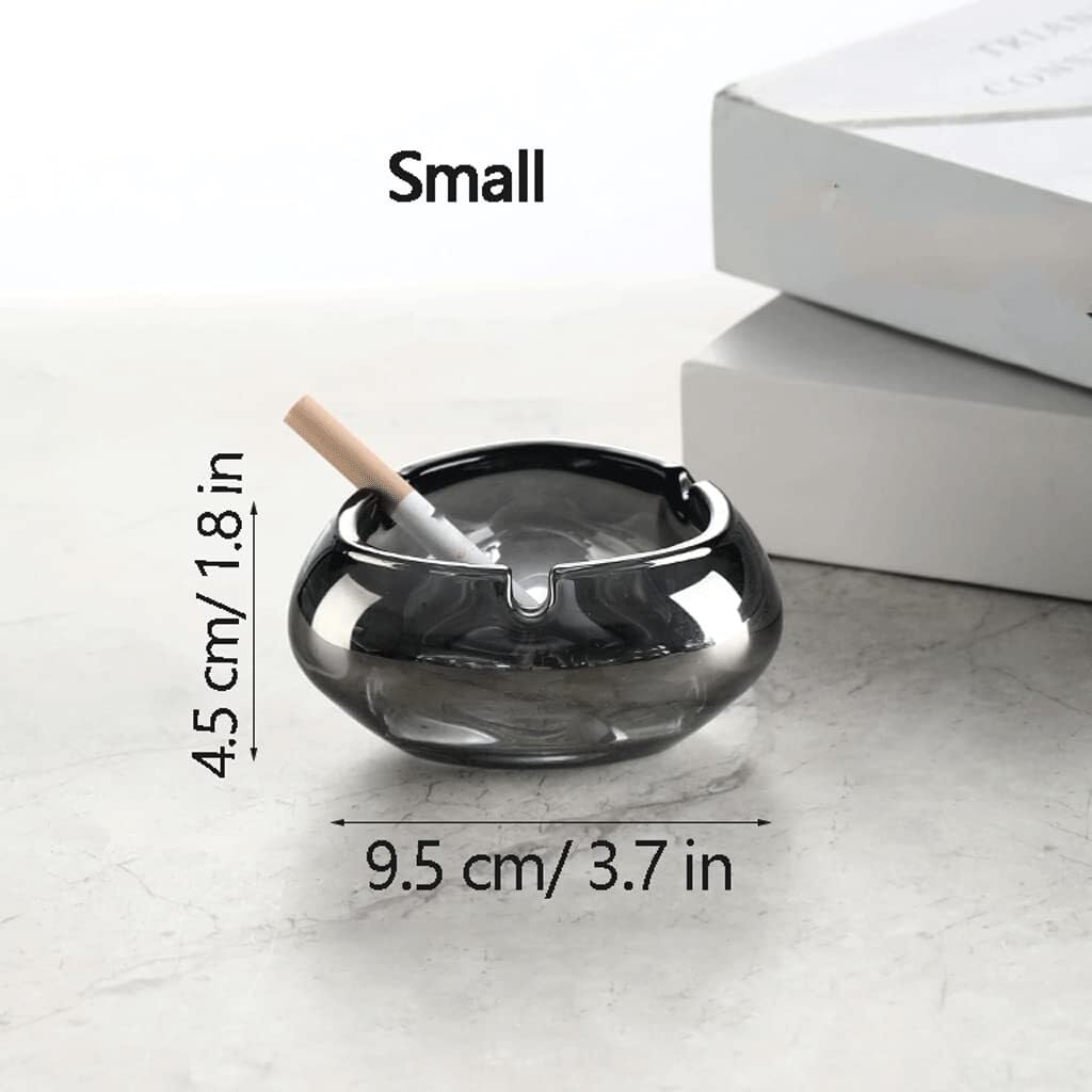 Cendrier Cendrier en Verre Cristal pour Éviter Les Cendres Volantes Décoratif Cendriers De Table(Transparent,4.5x9.5cm)