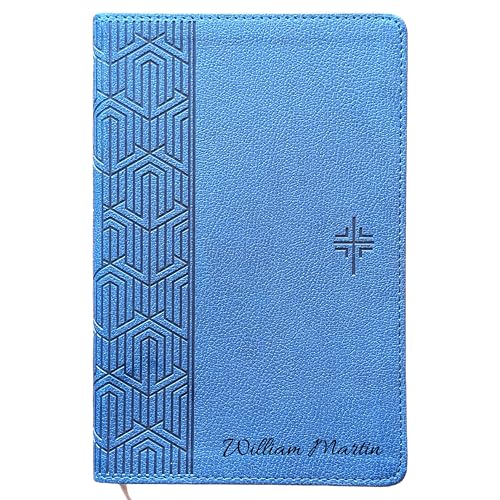 Personalized Premium Gift Bible – NLT Filament Enabled | LeatherLike Blue Cross, Red Letter Edition | Custom Engraved | New Living Translation with Dictionary, Concordance & Filament App | 8.625” x 5.75” | Gift Presentation Bible (Name Only)