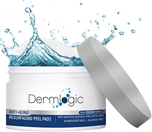 Anti Aging Resurfacing Peel Pads - Contains Salicylic, Glycolic, & Lactic for Face & Body. Includes Hyaluronic, & Witch Hazel, Green Tea & Aloe Vera. Exfoliates to Correct Dark Spots & Scars. 
