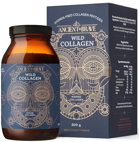 Ancient + Brave Wild Collagen Powder 200g - Pure Hydrolyzed Marine Collagen Peptides Supplement - Best Collagen Powder for Women (Fish) - High Protein, Fasting Friendly - Halal & Kosher Certified Ancient + Brave Wild Collagen Powder 200g - Pure Hydrolyzed Marine Collagen Peptides Supplement - Best Collagen Powder for Women (Fish) - High Protein, Fasting Friendly - Halal & Kosher Certified