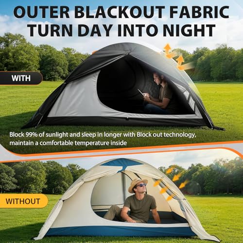 Carpa para Camping GEERTOP 2 Personas con Oscurecimiento, Impermeable, para 4 Temporadas, Fácil Montaje miniatura 2