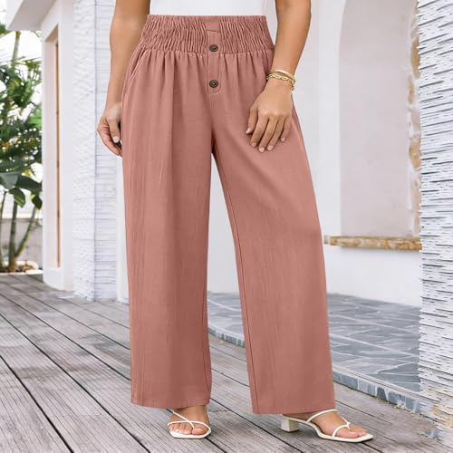 Pantalones de lino mujer de algodón informal primavera verano sueltos 3
