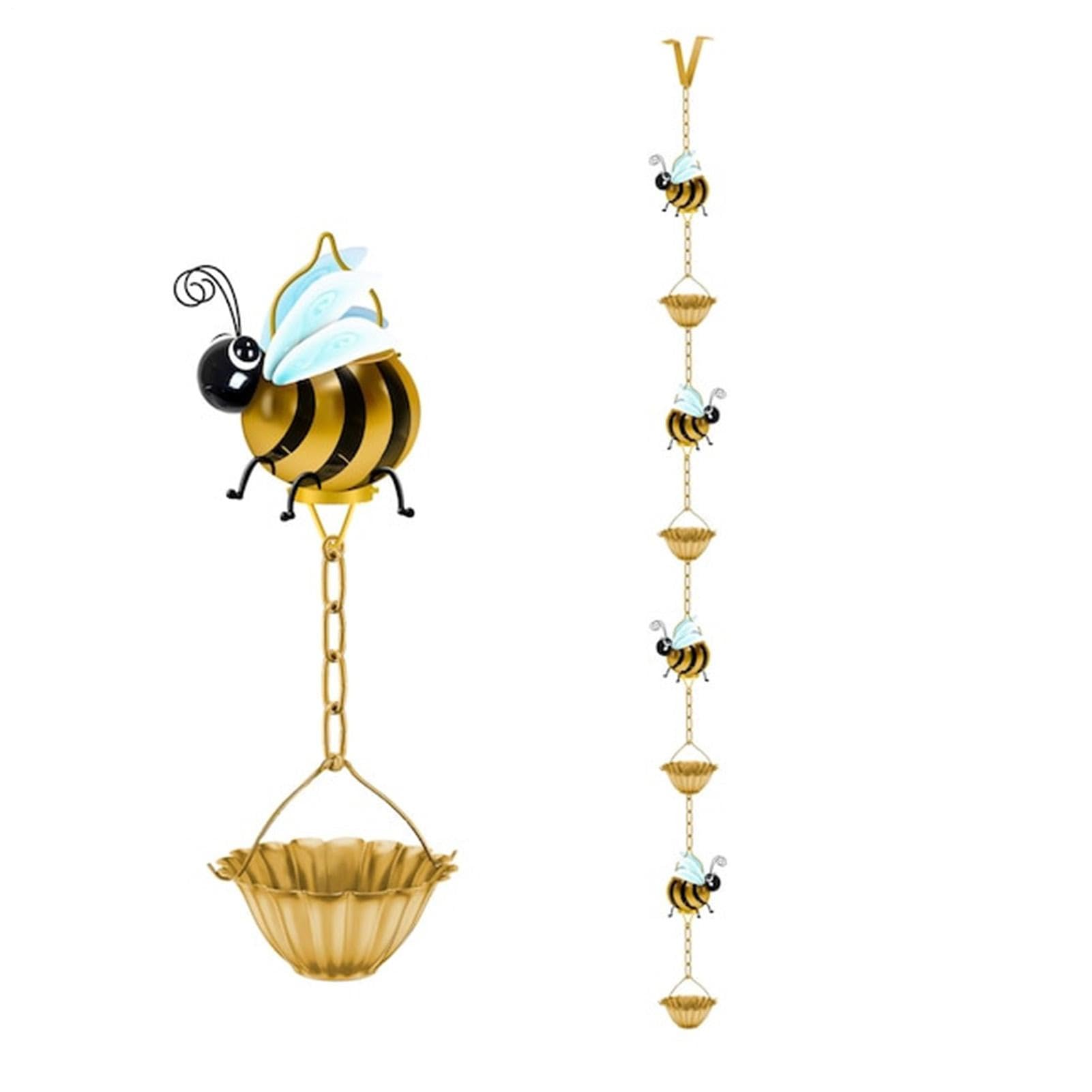Manolyee Catene da Pioggia per Grondaie - Raccoglitore Acqua a Forma di Ape - Catena Raccolta Acque Piovane per Esterno Giardino