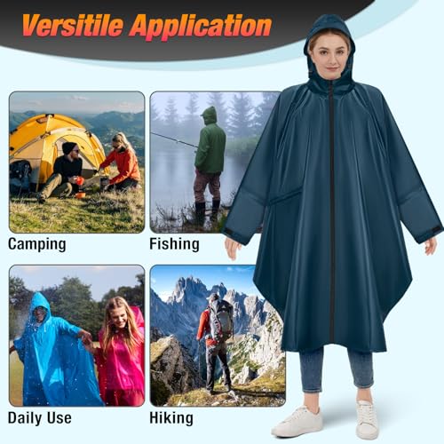 Chubasquero impermeable reutilizable y plegable con mangas completas 7