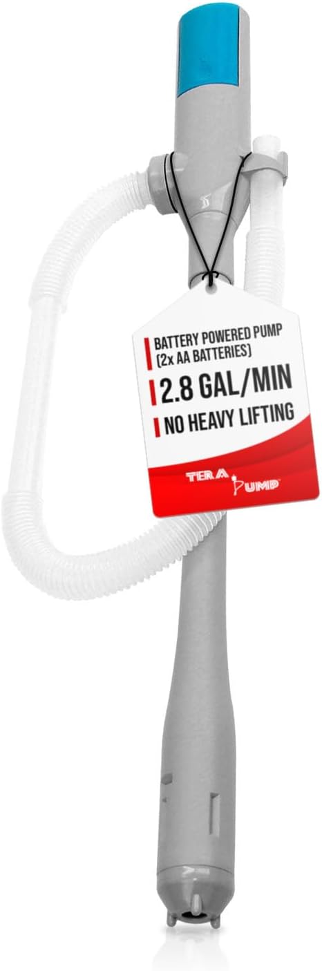 TERA PUMP - Battery Powered Submersible Pump (2.8 GPM, AA Power) Portable Battery Pump for E15, E85, Gas, Diesel & more