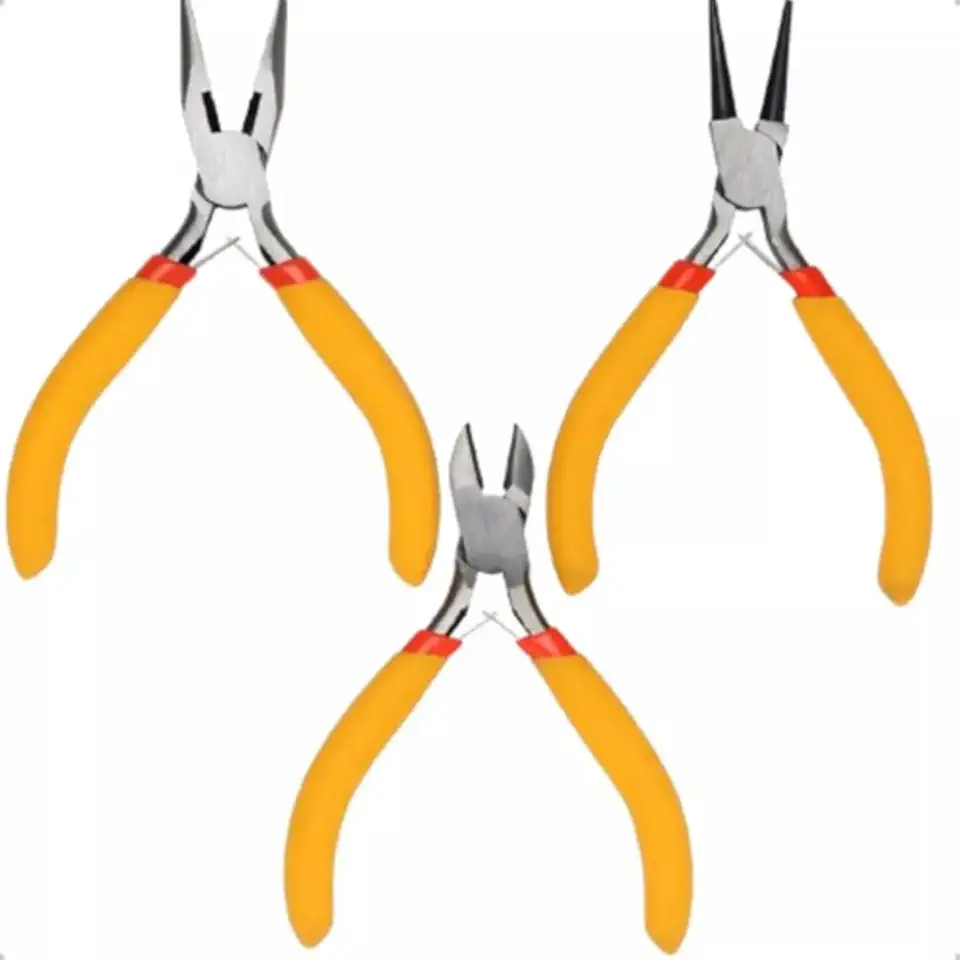 Kit Jogo De Alicates Universal Corte Bico Eletricista Profissional 3pçs