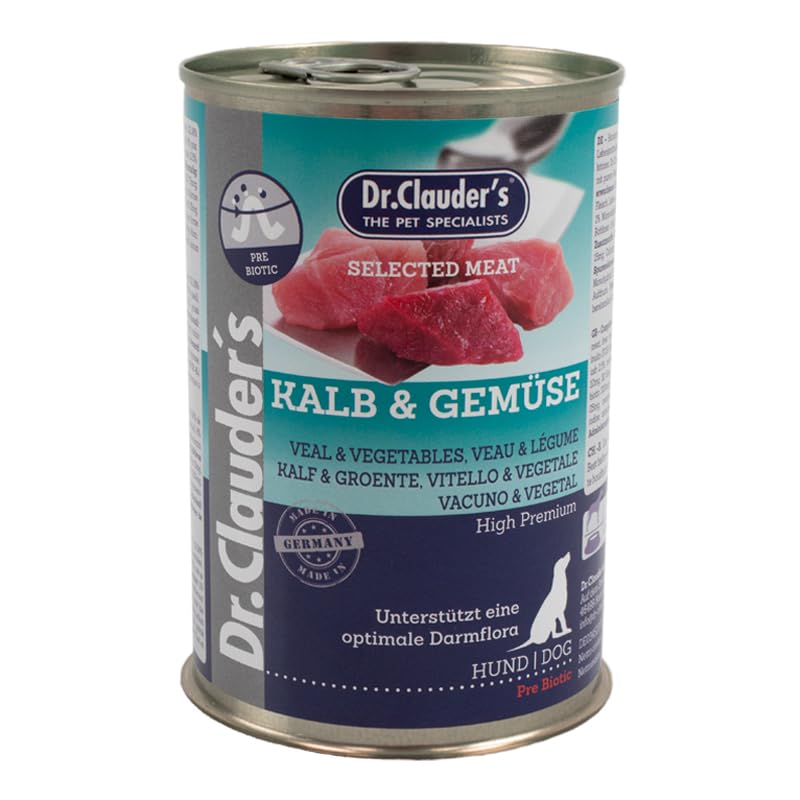 Dr. Clauder's | Alimento Premium para Perro | Variedad Prebiótico | Varios Sabores | 6x400Gr | (6x400Gr, Ternera Y Verduras)