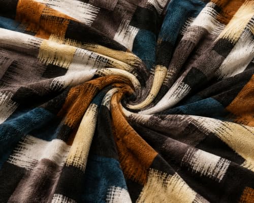 Image of Warm Flannel (Flano) King Size Winter Fitted Bedsheet | All Side Elastic Premium Winter Soft Velvet Furnishing Bed Sheet with 2 Big Pillow Cover Size - 72 x 78 X 8 Inches Zigzag Brown