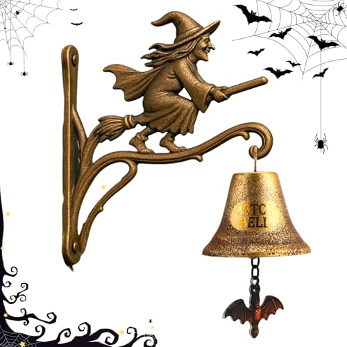 Vintage Halloween Hexe Türklingel Halloween Deko Outdoor Hexen Türklingel Wandmontierte Hexentürklingel mit Besen für Tür Wand Dekoration Outdoor Dekorative