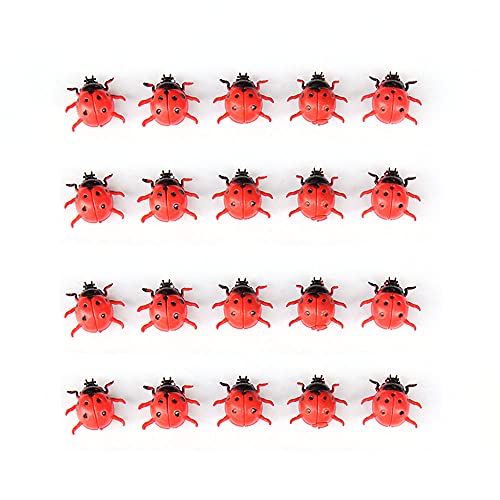 ANCLLO Lot de 50 aimants de réfrigérateur décoratifs en forme de coccinelle pour maison, bureau, usage personnel - Rouge