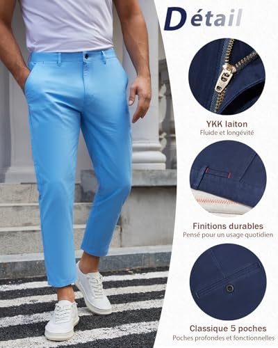 Pantalon extensible homme chino confort décontracté 7/8 - 6