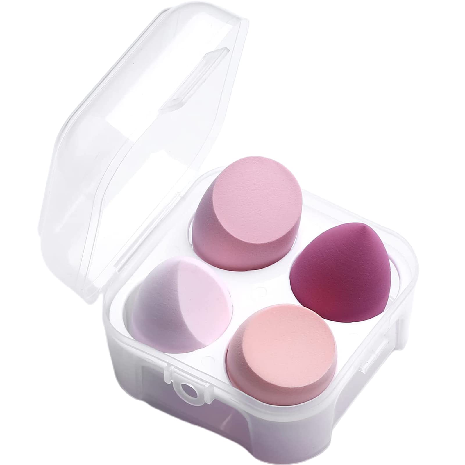 RONGYI 4PCS Esponja Maquillaje, Beauty Blender Sin Látex Facial Makeup Esponjas, Varias Formas de Huevos de Maquillaje Adecuado, para Base Maquillaje, Maquillaje Uniforme y Natural, Rosa