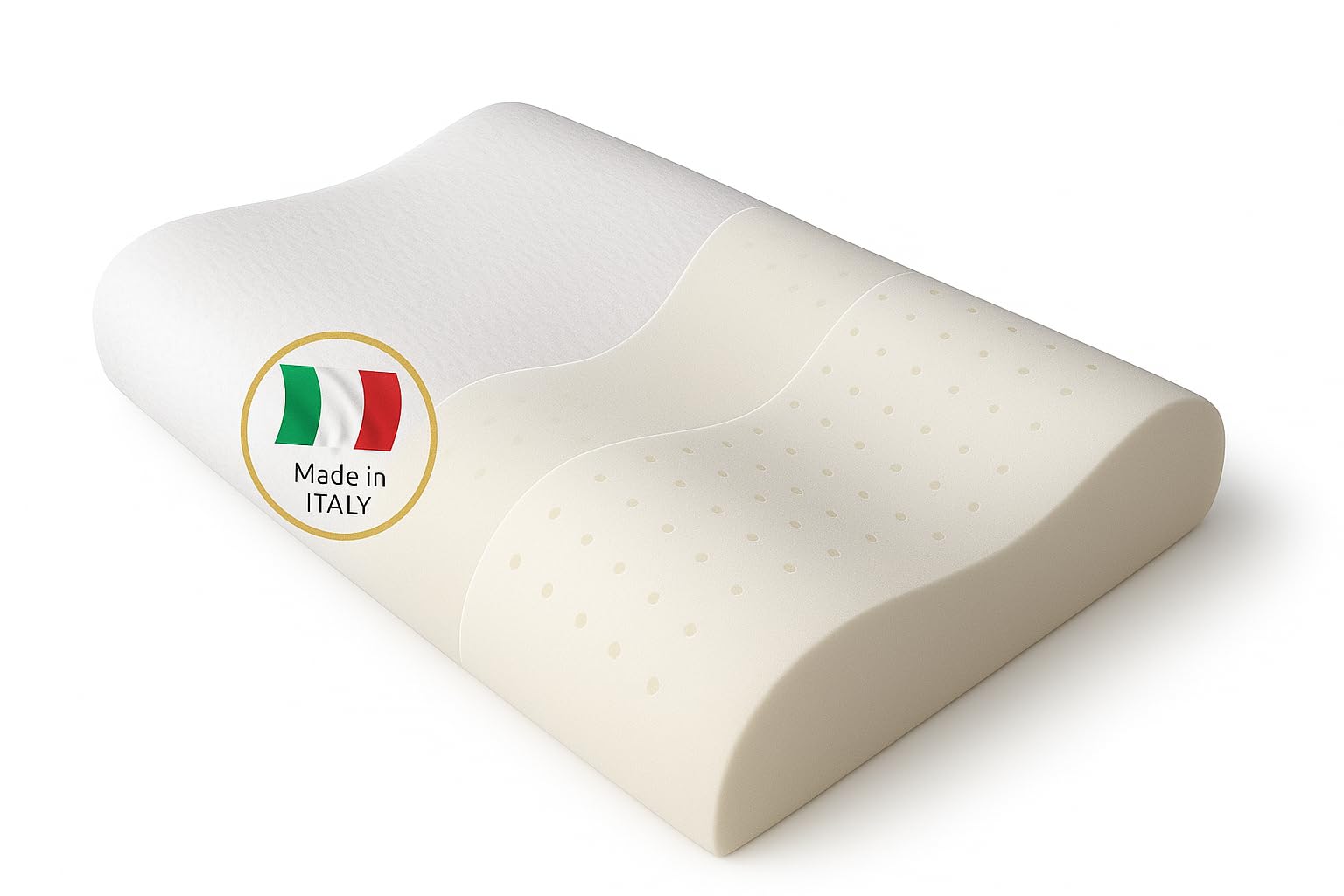 CIPOXPAT Almohada cervical de espuma viscoelástica ortopédica, fabricada en Italia, almohada ergonómica de doble onda para cuello y hombros, funda de Tencel transpirable, antironquidos, hipoalergénica