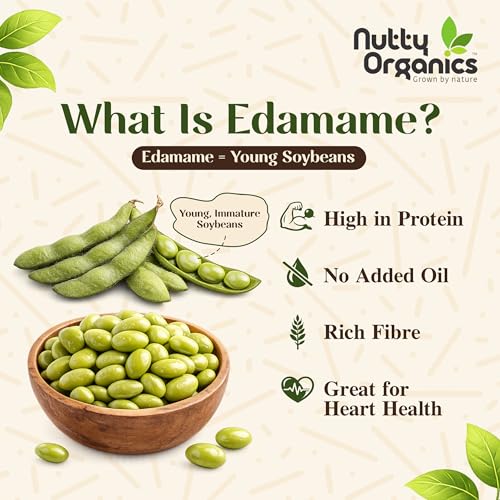 Image of Nutty Organics Roasted Edamame 200gm | High Protein Snack (46%) | No Added Oil | Rich in Fibre | Roasted Green Soybeans | Vegan & Gluten Free