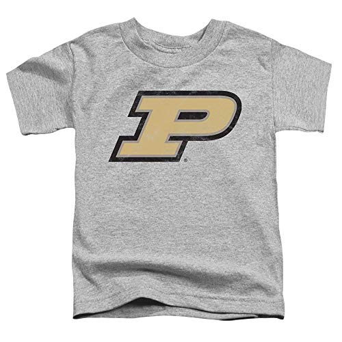 Purdue University Official Distressed Primary Unisex Toddler T Shirt, Athletic Heather, 2T