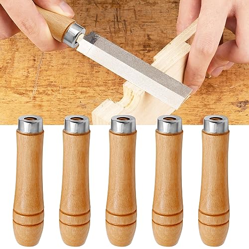 Zudksuy 4MM +5MM +6MM-EACH 5 Wood File 15Pcs Wooden File Special Handle Burr Free Steel File Round Hole Small Wooden Handle thumb #6