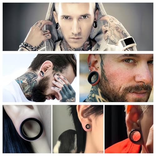 Vidsmow 16 PCS Weich Silikon Ohr Tunnel, Körper Piercing Expander in verschiedenen Größen 6 mm bis 20 mm, Schwarz, Sicher und Hygienisch für Das Dehnen von Ohrlöchern