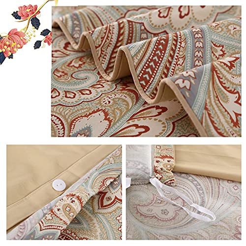 VM VOUGEMARKET Bohemian Damask Duvet Cover Queen,3 Pieces Boho Paisley Bedding Set,Silky Lightweight Egyptian Cotton Duvet Cover with Button Closure-Queen,Gold