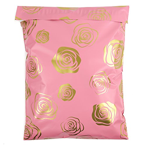 Image of Inspired Mailers - Poly Mailers 10x13-100 Pack - Gold Roses Deluxe - Shipping Bags for Clothing - Mailing Envelopes 10x13 - Shipping Envelopes - Packaging Bags