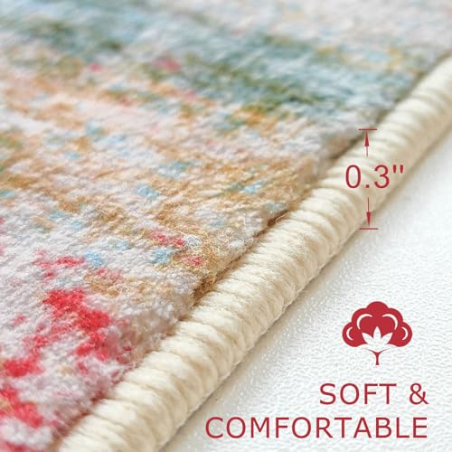 KOZYFLY Modern Abstract Hallway Runner Rug, 2x8 Washable Rug Runner Non-Slip Soft Kitchen Runner Rugs, Print Distressed Green Carpet Runner for Entryway Bathroom Laundry Room Foyer