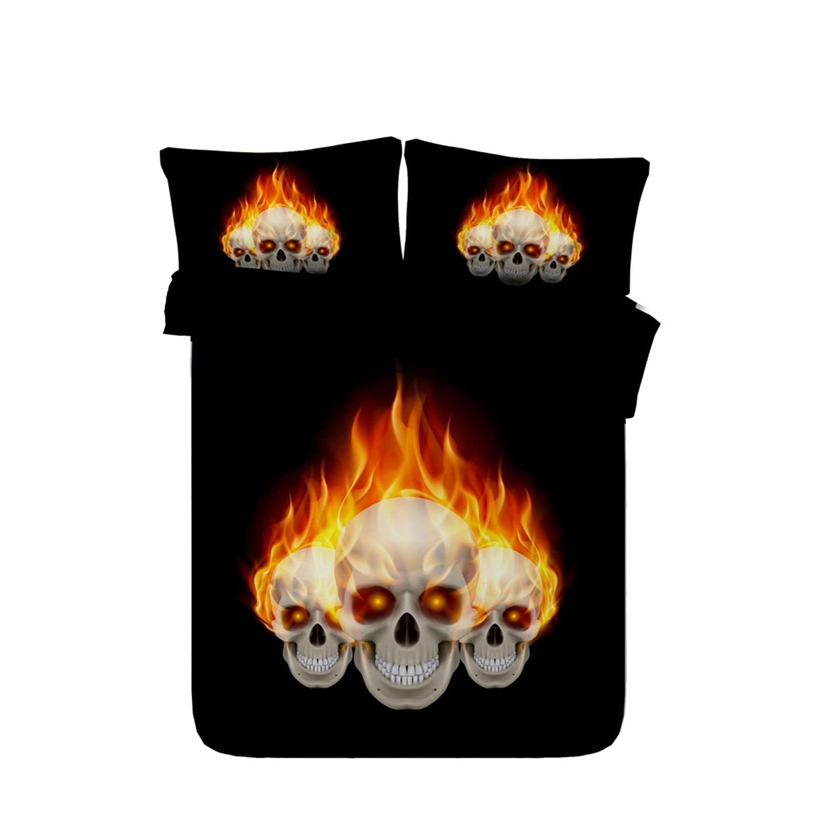 Parure de lit motif tête de mort microfibre douce avec housse de couette King size rétro