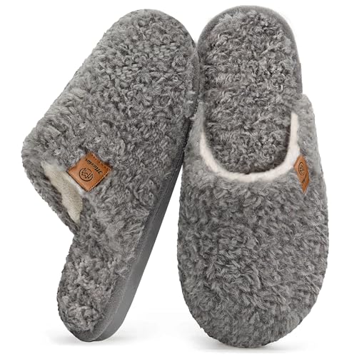 Image of Micolin Slippers For Women Men Fuzzy Winter Warm With Memory Foam House Comfort Fluffy Lining Anti-Skid Cute Indoor Outdoor Shoes