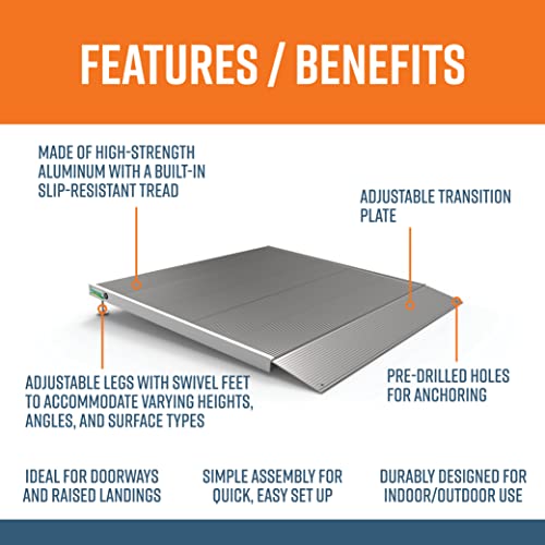 Ez-Access Transitions Aluminum Threshold Ramp With Adjustable Height Up To 5-7/8", 36" L X 36-1/4" W #TOP1
