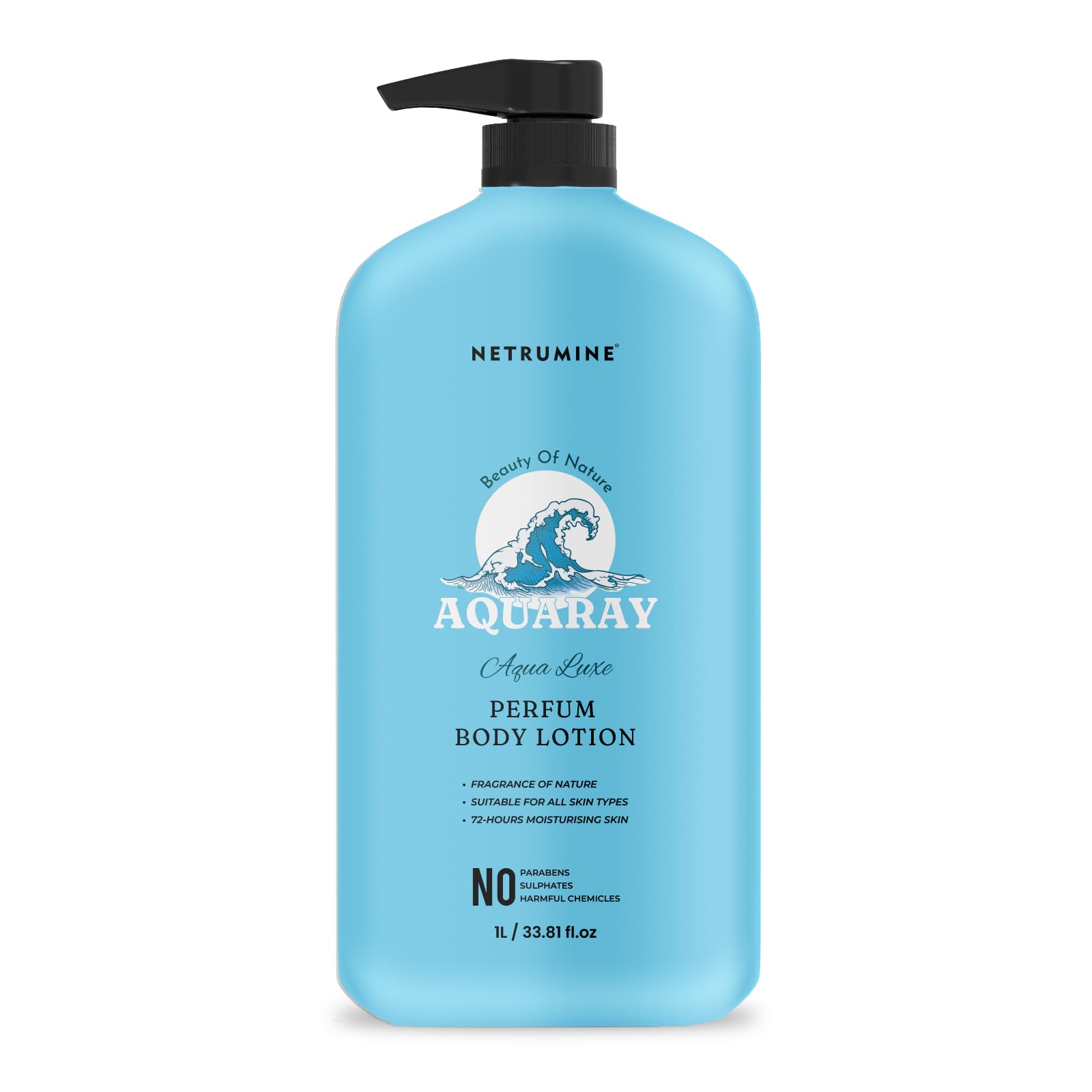 Aquaray Aqua Luxe Perfume Body Lotion with Hyaluronic Acid & Ceramides - 72 Hour Deep Moisture for All Skin Types - Paraben & Sulphate Free Large | 1L (Pack Of 1)-image-28