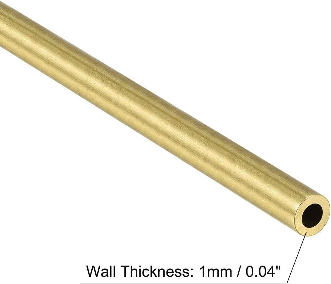 Brass Round Tube 4mm OD 1mm Wall Thickness 200mm Length Pipe Tubing 3 Pcs