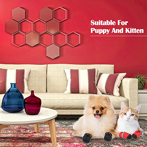 4 Sets Waterproof Dog Shoes Adjustable Drawstring Rain Snow Dog Booties Anti-Slip Paw Protector Soft Soled Dog Sock Shoes (S: 1.37 X 1.17In (Lw)) #TOP3