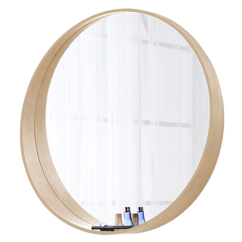 Specchio Espejo de pared redondo con estante de almacenamiento incorporado, marco grande de madera, espejo circular para baño, sala de estar, dormitorio, pasillo, decoración de pared, espejo de m