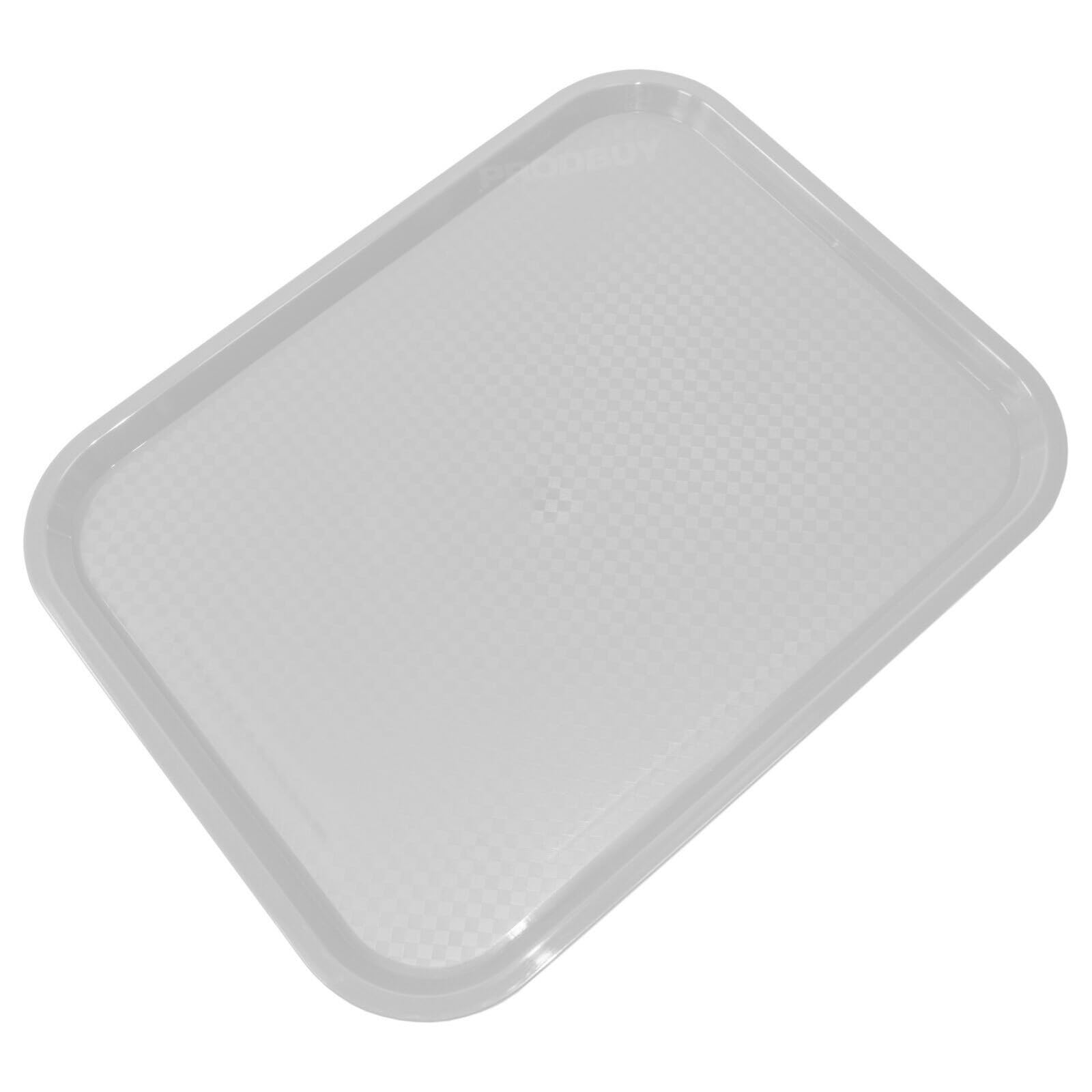 Set of 2 Large Grey 45cm Plastic Food Canteen Serving Trays