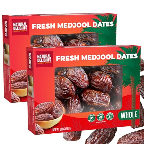 Natural Delights Medjool Dates Whole Non-GMO - Bulk 2 Lb Box (Pack of 2)