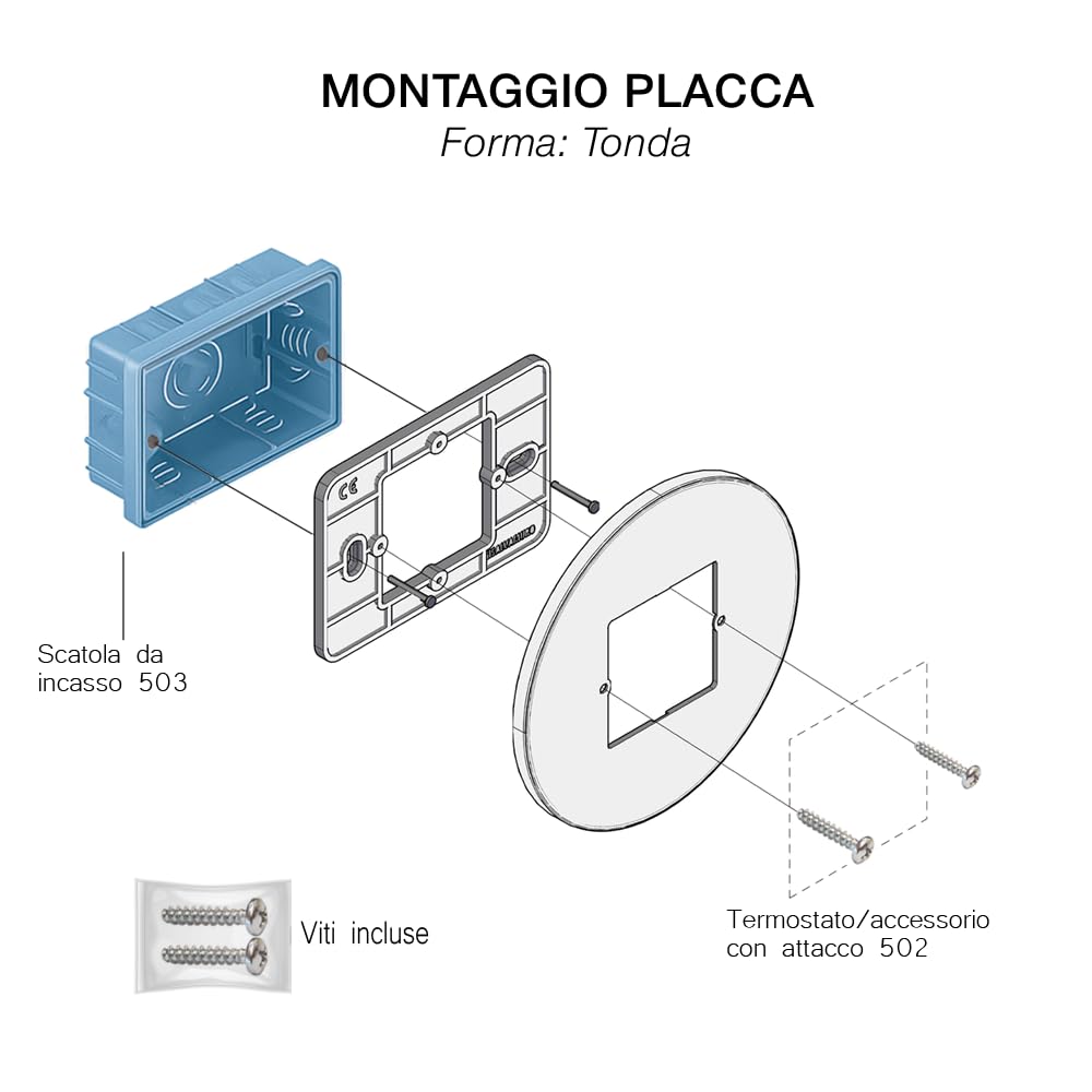 Adattatore Scatola 503 a 502 Nero, Copri Cassetta Placca Per Cassetta Adattatore Scatola 503 a 502 Nero, Copri Cassetta Placca Per Cassetta