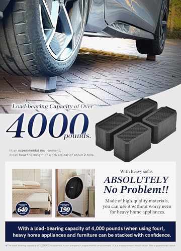Image of EclatBain Rectangular Adjustable Bed Risers 3&4.3 Inch, 4000 lbs, 4 Pack