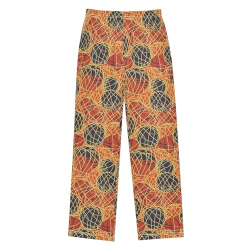 Pajama Bottoms, Basketball and Net Sleeping Pant Lounge Wear Elastic Waist Long Pants Sleepwear Pjs