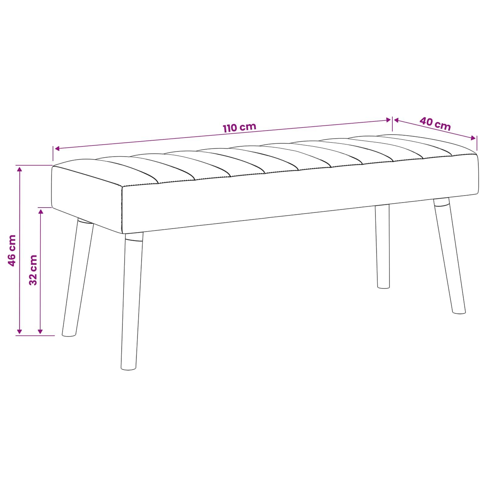 Banco con tapizado en Canal Gris Claro 110 x 40 x 46 cm Tela, Bancos, 12.4 kg-42038487